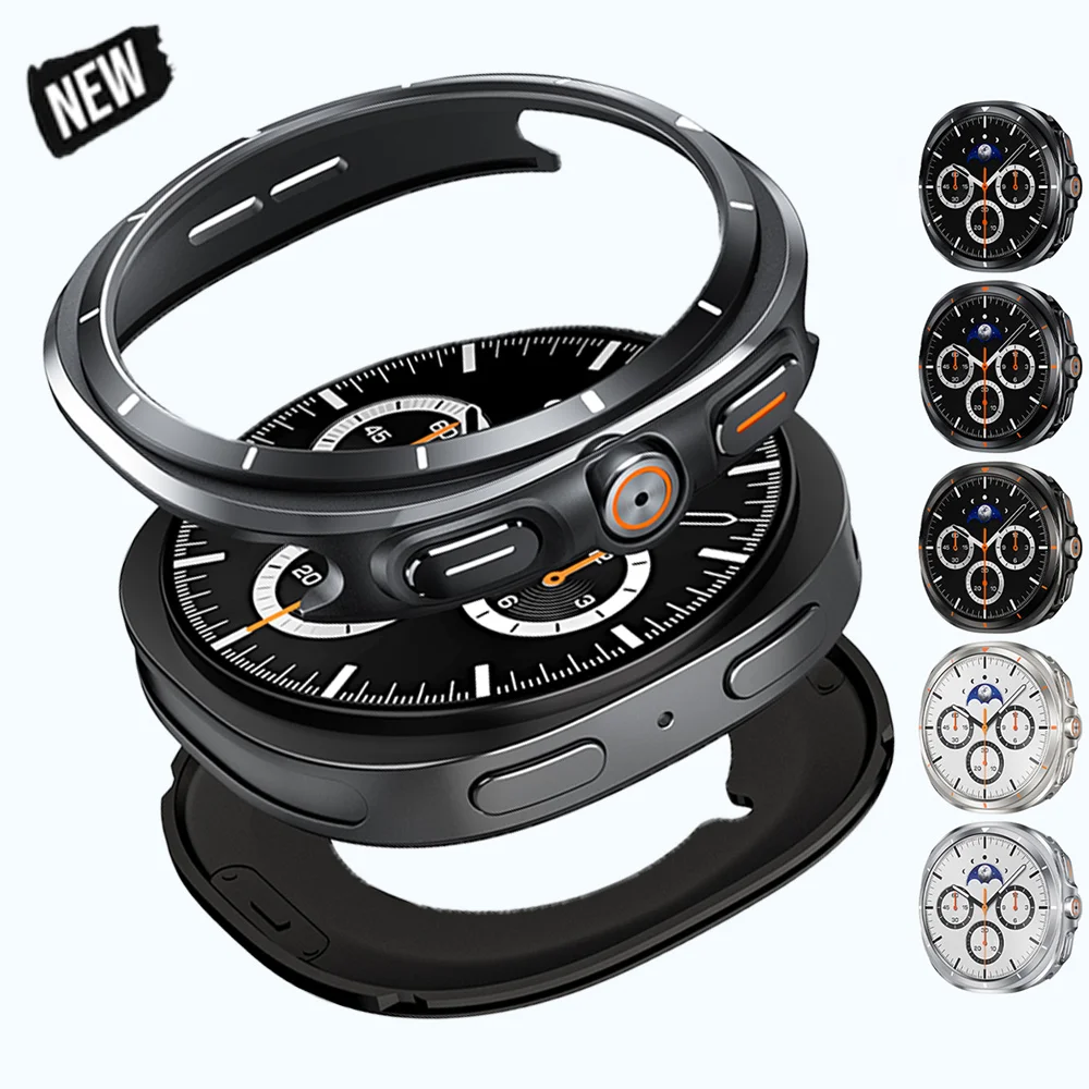 Ultra-Thin Shockproof Rugged Watch Case with Metal Bumper and Back Cover