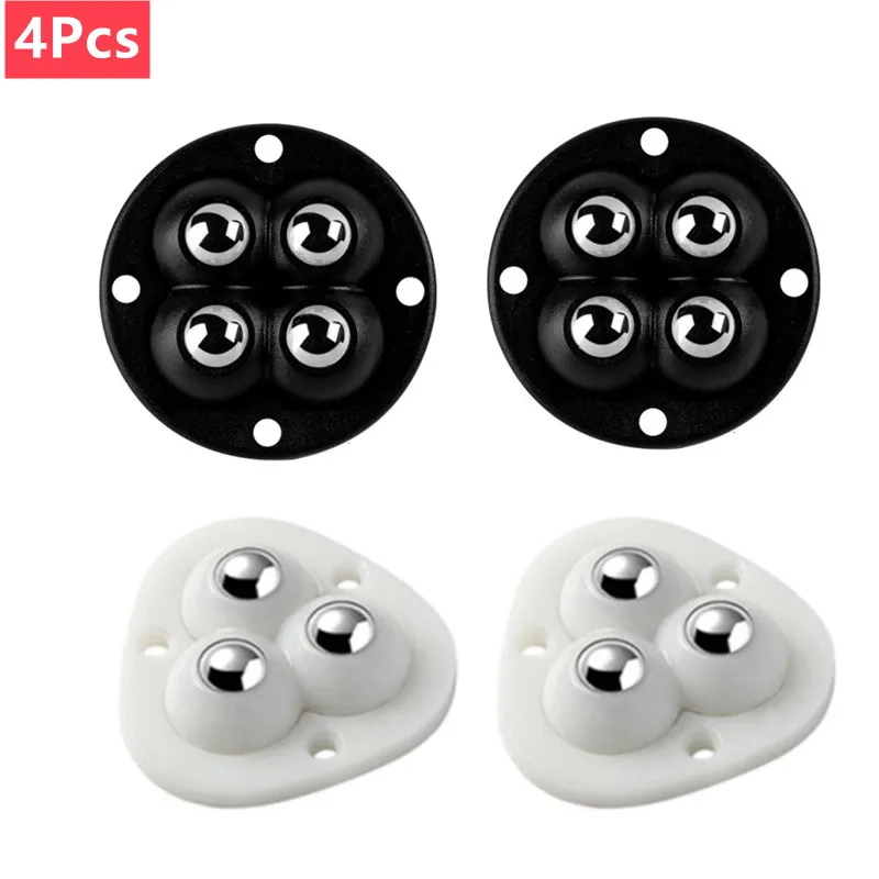 

4 Beads Mute Wheels Furniture Casters Self Adhesive Heavy Duty Pulley Stainless Steel Load-bearing Universal Wheel 360° Rotation