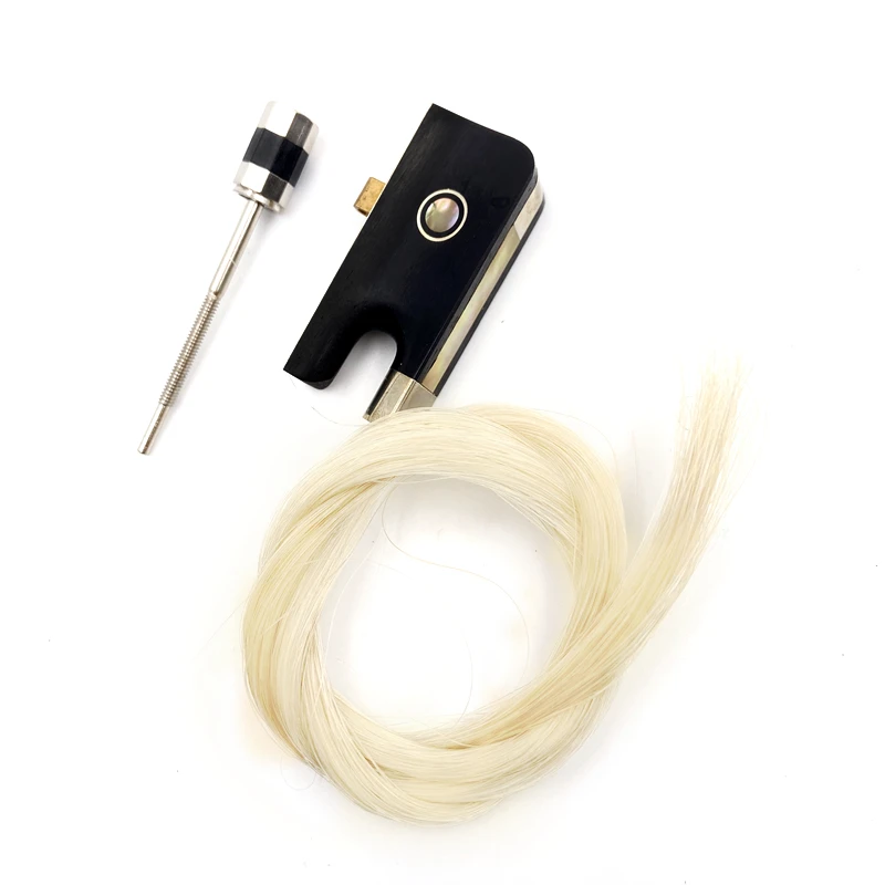 1 set 4/4 top Indonesian grade ebony cello bow frog Install screw bow horsehair horsetail cello parts accessories
