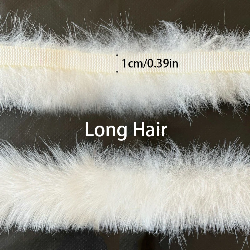 White Artificial Rabbit Hair Strips Faux Rabbit Fur Tape Trimming DIY Sewing Costume Crafts Accessories Ribbon Furry Fluffy Tape