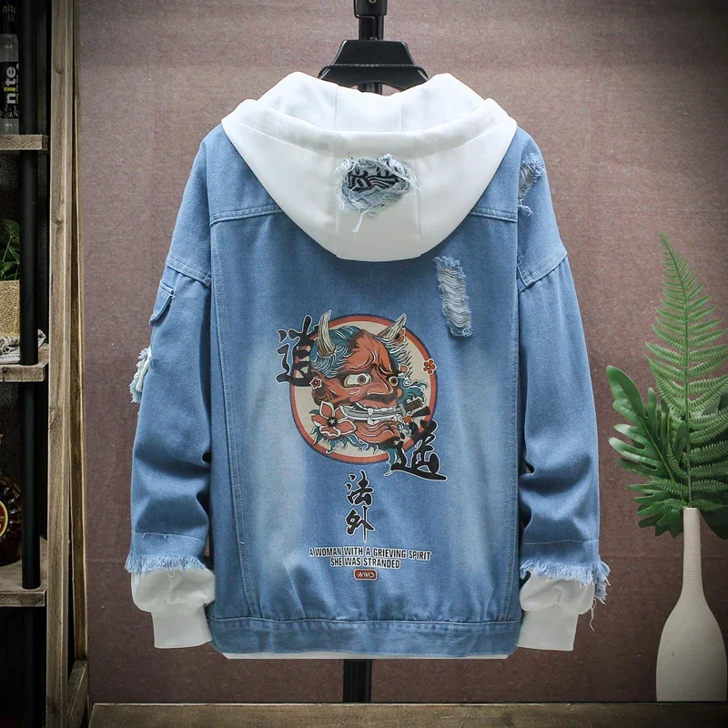 New Arrival Denim Jacket Men's Autumn & Jean Coat Korean Student Trend Denim Caot  Men's Loose Casual Jacket Streetwear y2k disney new arrival top fashion autumn cotton loose casual cartoon mickey mouse print beaded embroidery destroy wash denim jacket