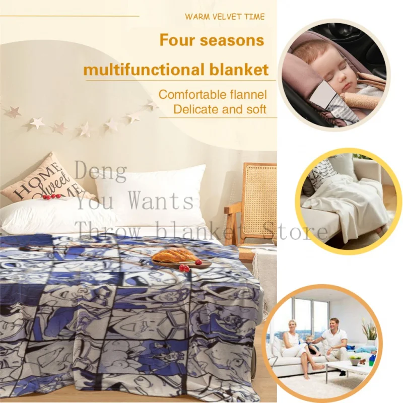Oboro Shirakumo collage color version Throw Blankets Soft Velvet Blanket Travel Bedding Fleece Blanket 4