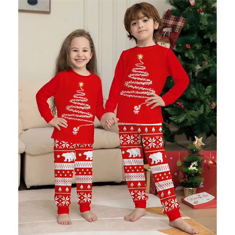 New Year's Christmas Matching Family Pajamas 2025 Mother Father Kids Baby Boy Girl Outfits Pyjamas Xmas Family Look Clothes Set 4