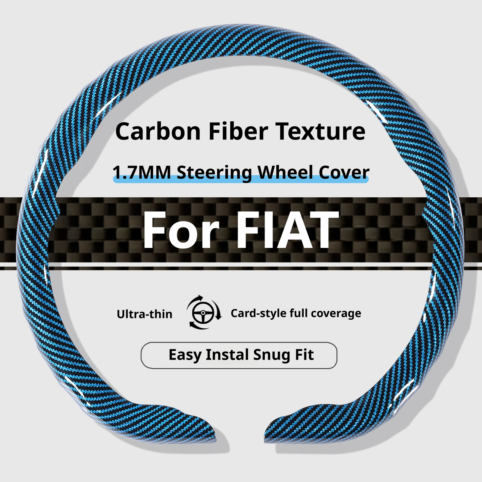 Luxury Carbon Fiber Texture Steering Wheel Cover - 15 Inch