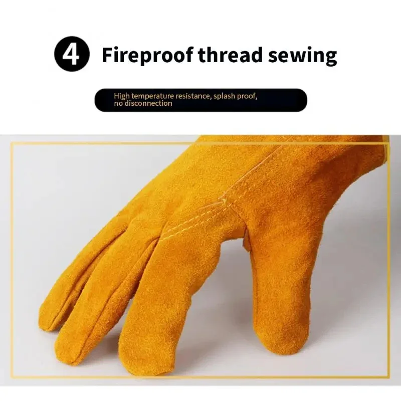 Men Work Gloves Soft Cowhide Driver Hunting Driving Farm Garden Welding Security Protection Safety Mechanic