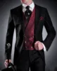 High Quality Black Men's Suits Slim Fit Formal Blazer Sets For Wedding Party Prom Custom New Arrival 3-Piece Jacket+Pants+Vest 1