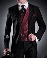 High Quality Black Men's Suits Slim Fit Formal Blazer Sets For Wedding Party Prom Custom New Arrival 3-Piece Jacket+Pants+Vest 1
