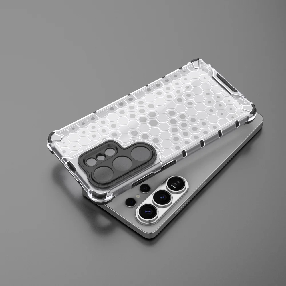 Armor Honeycomb Pattern Transparent Shockproof Phone Case with Military-Grade Protection