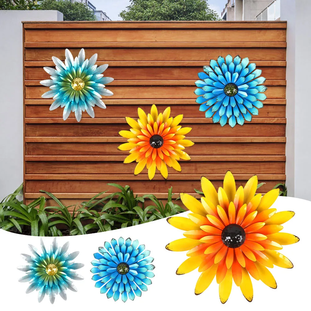 

Wall Hanging Wrought Iron Flower Sun Flower Decoration Indoor Outdoor Ornament Porch Wall Garden Yard Sun Flower Crafts Art