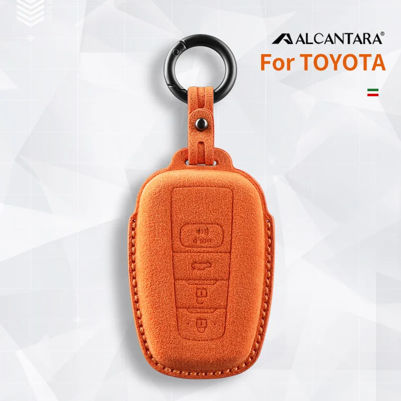 

Alcantara Car Remote Key Case Cover Shell For 2018-2022 Toyota RAV4 Camry Corolla Avalon C-HR Prius GT86 Highlander