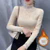 Lace Shirt Women's Fleece Lined Thickened Half High Collar Base Layer Top Inner Wear Winter Spring Fashionable Small Shirt