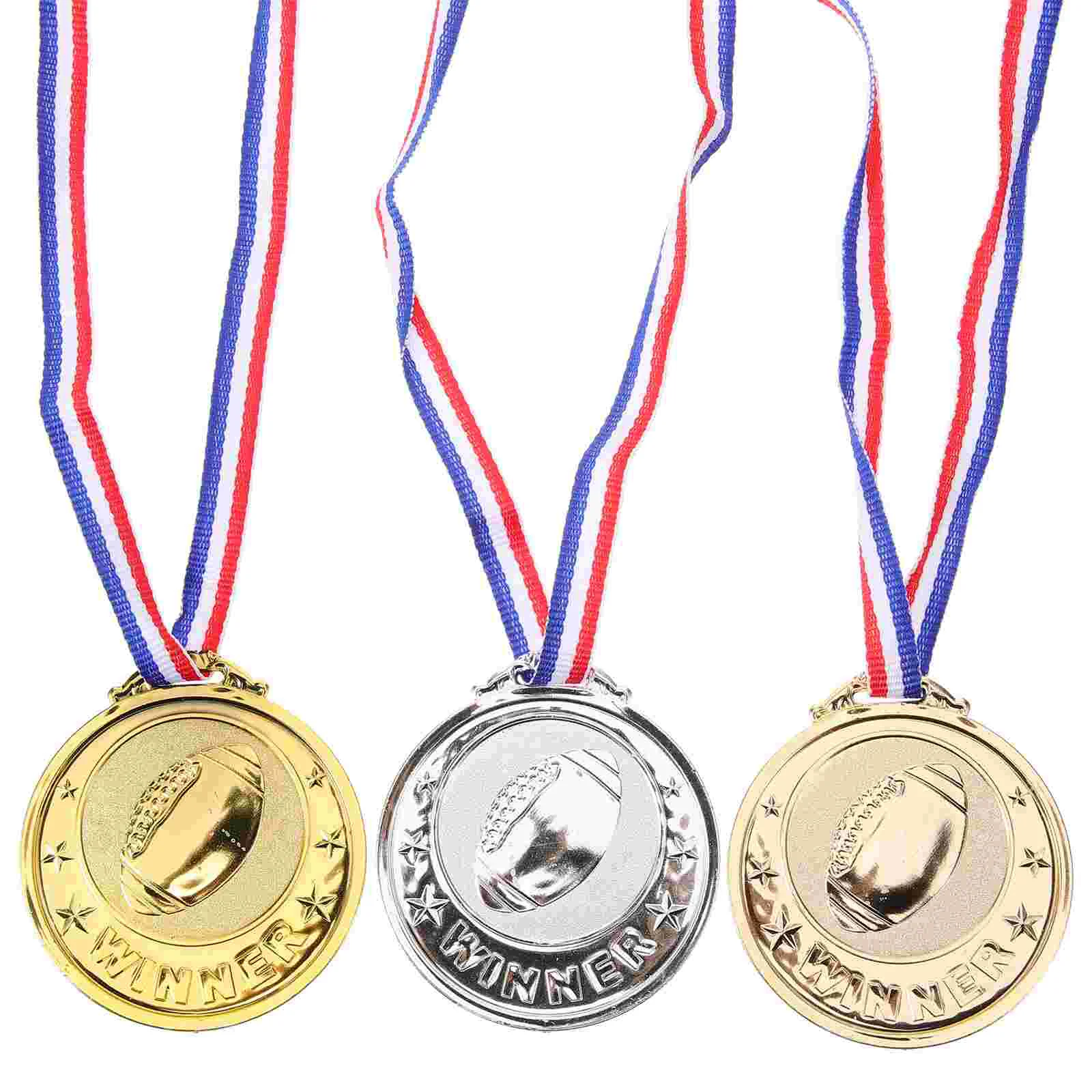 3pcs Decorative Medal Sports Game Hanging Medal Round Reward Medal with Ribbon