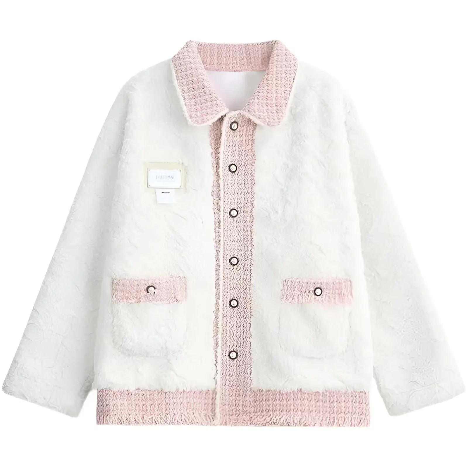 

Женская твидовая куртка из овечьей шерсти, маленькая Очаровательная розовая куртка из шерсти ягненка, хлопковая одежда для осени и зимы, 2024