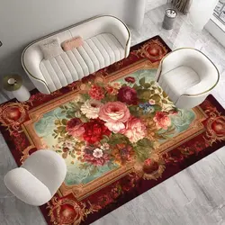 Luxury European Floral Carpets for Living Room Sofas 2x4m Big Size Area Rugs Decoration Bedroom Carpet Elastic Flannel Floor Mat