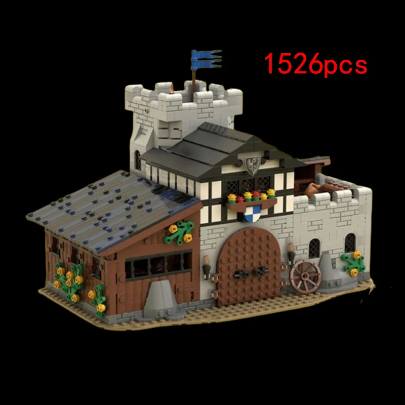 

Spot MOC-141494 Falcon's Stable Medieval Black Falcon Castle Building Small Particle Assembled Building Block Toy Model