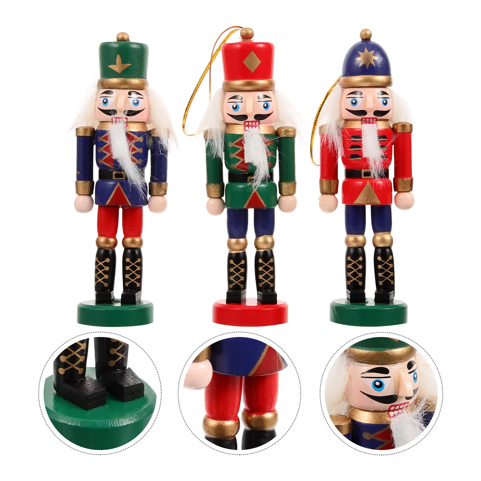 

3 Pcs Gifts for Stocking Stuffers Nutcracker Hanging Christmas Ornament Decorations Wood Nutcrackers Craft