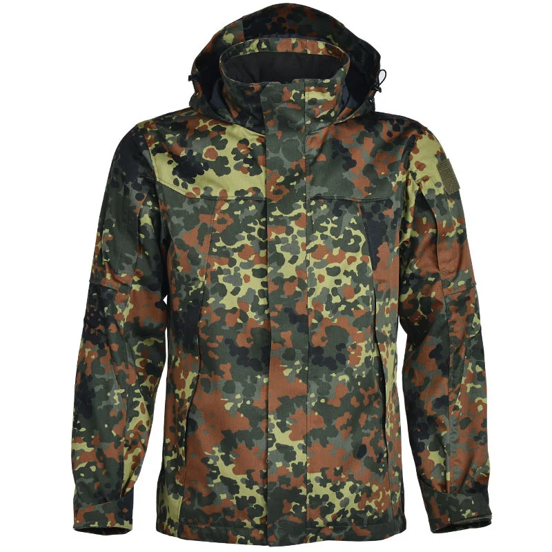 

German Army Outdoor Gtx Rash Jacket Bush Spot Camouflage Rain and Windproof Tactical Hardshell