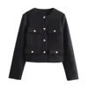 UNIZERA Winter New Product Women's Fashion and Casual Versatile Round Neck Flip Decoration Short Suit Coat 4