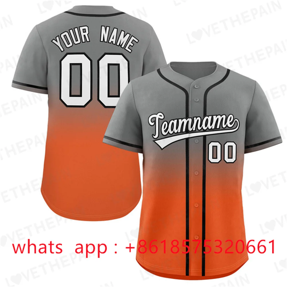 thumbnail image 1 of Camiseta de béisbol con degradado, camiseta personalizada del equipo, impresión de nombre personal, número, rayas, ropa deportiva de hip hop, camiseta de béisbol para hombres, mujeres y niños, 1 of 5