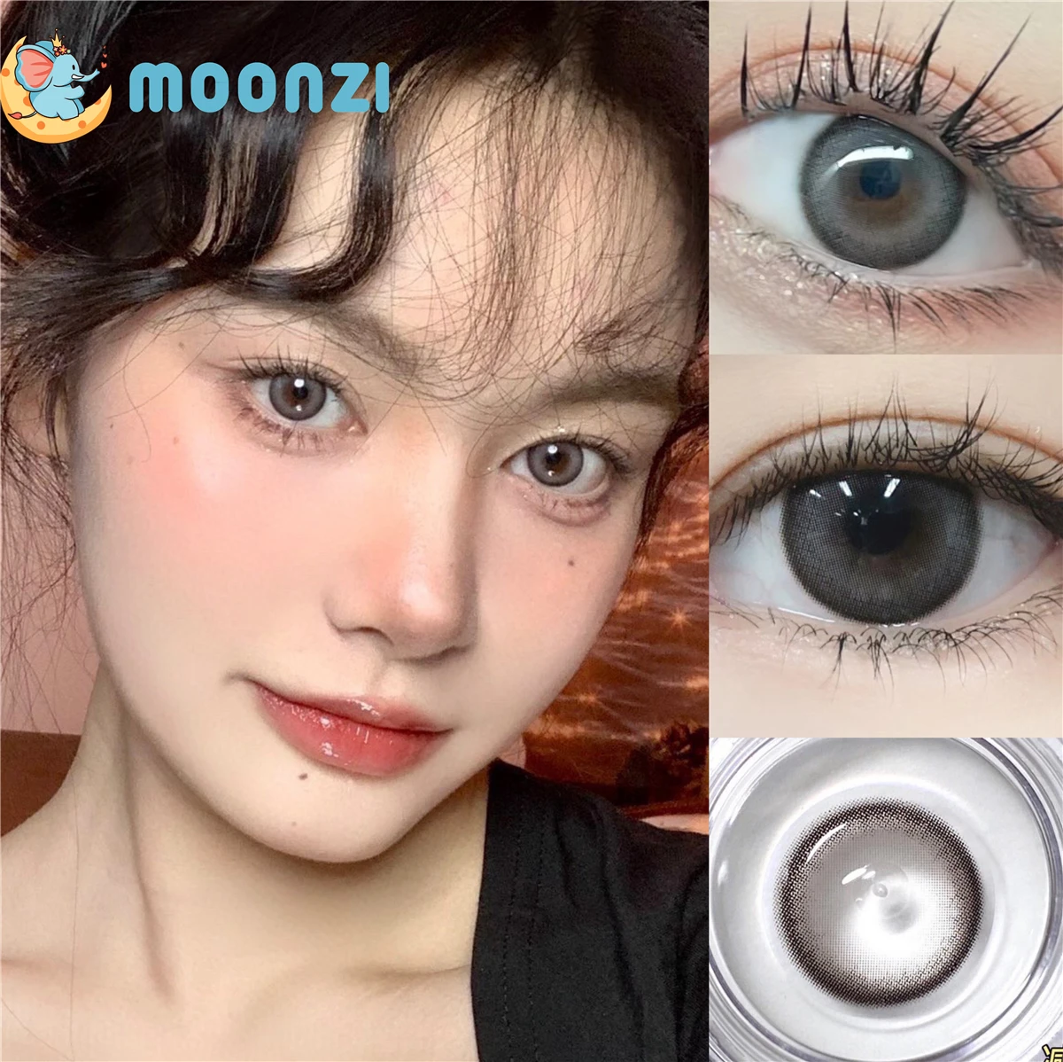 

MOONZI Colored contact lens yogurt gray small beauty Pupil Soft Eye Contact Lenses for eyes Natural degrees myopia prescription