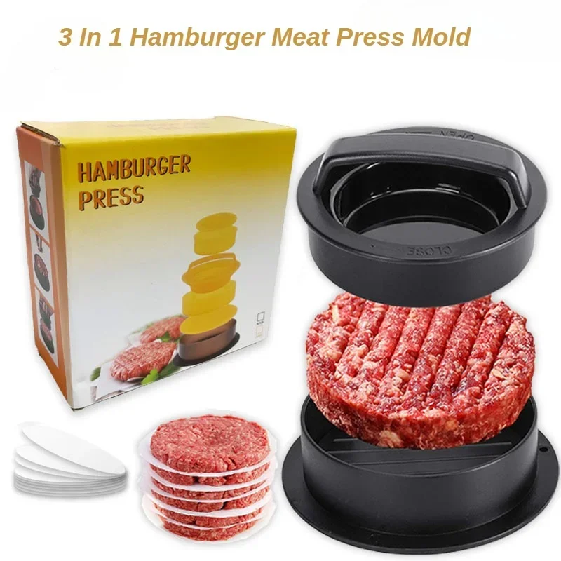 4 In 1 Hamburger Meat Press Maker ABS Sandwich Press Round Shape Non-Stick  Stuffed Burger Patties Mould Make Kitchen Accessories - AliExpress