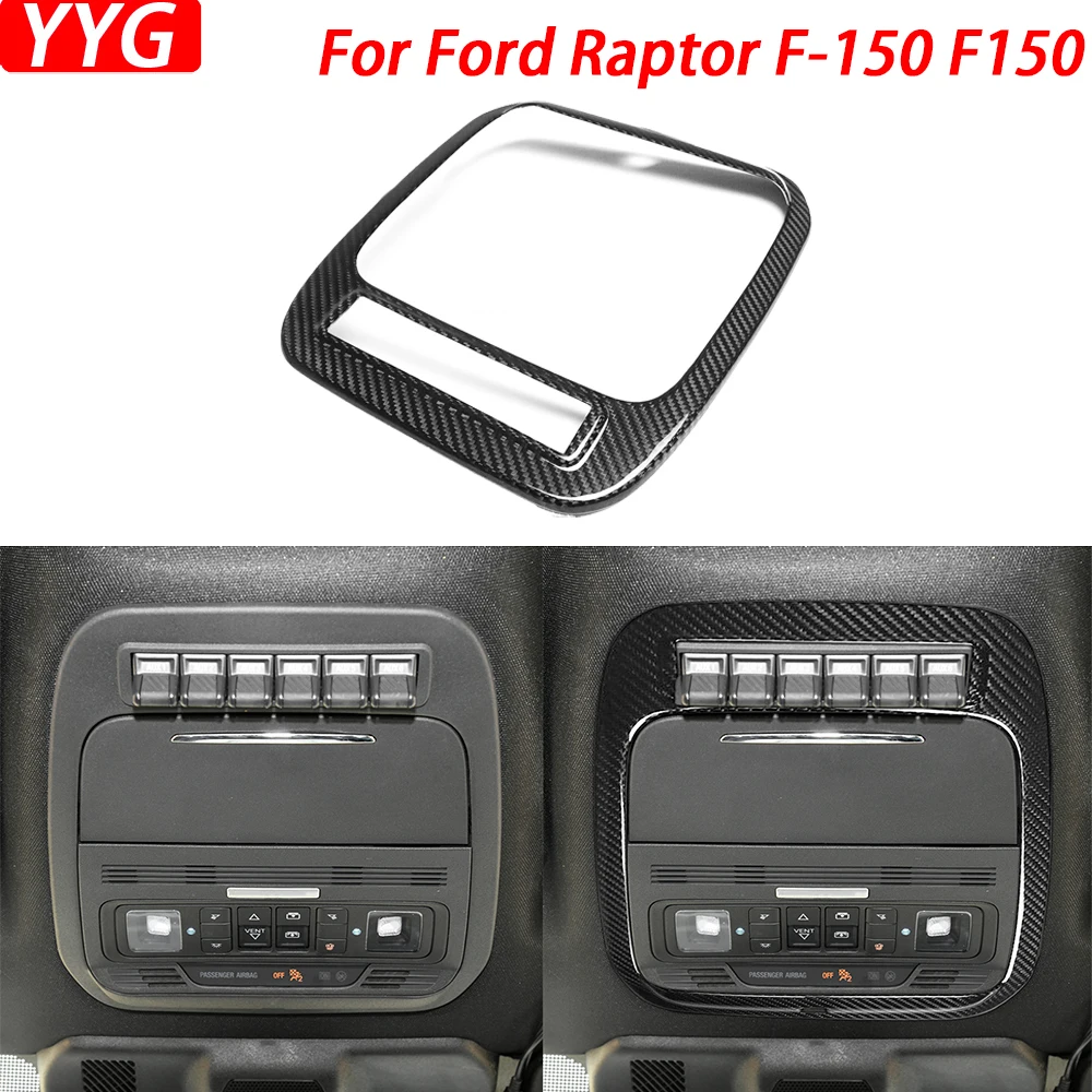

Для Ford Raptor F-150 F150 2021-2024 Real Dry Carbon Fiber крыша лампа для чтения панель Крышка автомобиля аксессуары для украшения интерьера