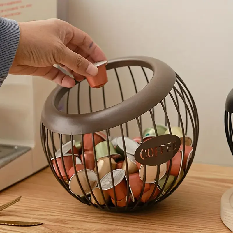 1PC Iron Coffee Capsule Holder Fruit Snack Storage Rack Multifunctional Hollow Coffee Pod Storage Rack Home Cafes