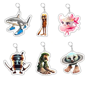 Cervello italiano Divertenti portachiavi animali acrilici Anello Borsa Auto Donna Uomo Gioielli Bambini Ciondolo Accessorio gioielli Fan Regali d'amore 1