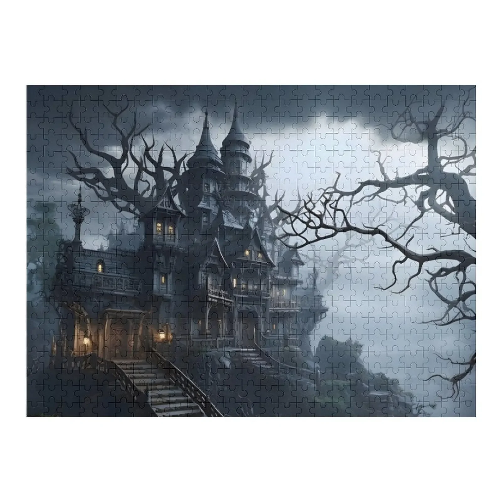 Eerie Halloween Haunted House Jigsaw Puzzle Custom Wooden Gift Wood Animals Customized Kids Gift Custom Jigsaw Puzzle 532nm green line laser module generator locator dot point for wood stone sawmill laser swamp haunted house 1875