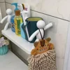 1pc Self-Adhesive Cartoon Figures Supported Plastic Shelf, No-Drill Bathroom Storage Rack, Kitchen Organizer for Spice Jars 4
