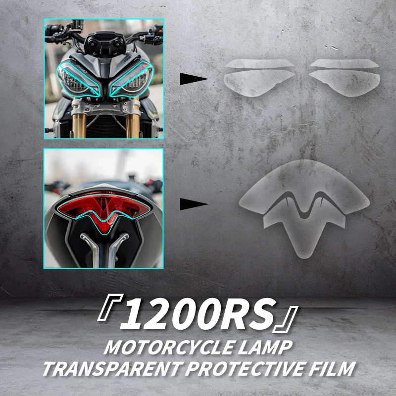 Used For TRIUMPH 1200RS Motorcycle Lamp Film A Set Of Headlight And Taillight Transparent Protective Waterproof Stickers used for kawasaki z900rs motorcycle headlight and taillight transparent protective film of bike accessories lamp refit stickers