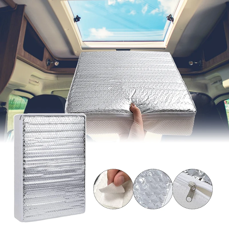 36x36x7cm Van Sunroof Sun Shade Motorhome Roof RV Vent Insulator UV Aluminum Film Block Reflective Sunshade Car Accessories 12pcs buckles buckles for tesla model y s x 3 roof sunshade clips skylight split shade sun block clips car spare parts