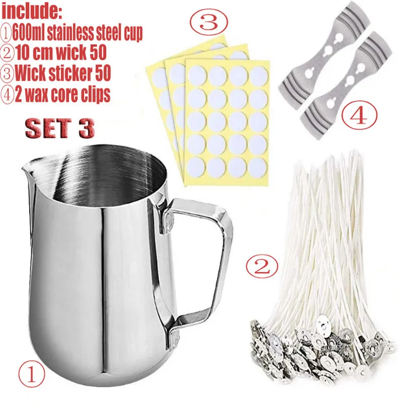 Practical DIY Candle Making Kit Candles Craft Tool Set Pouring Pot Wicks  Wax Kit en 2023