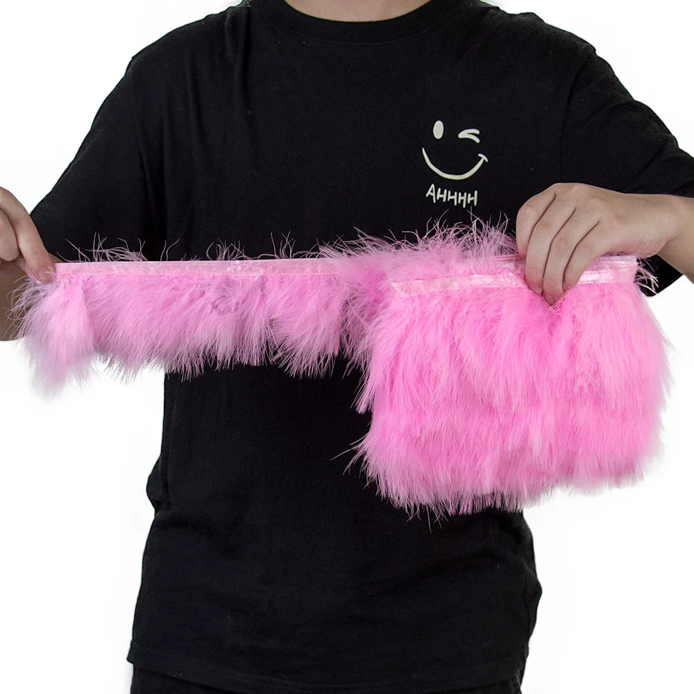 Turkey Feathers 1 Meter Fluffy 10-15cm Marabou Feather On Tape Fringes Sewing Party Clothing Dress Decoration