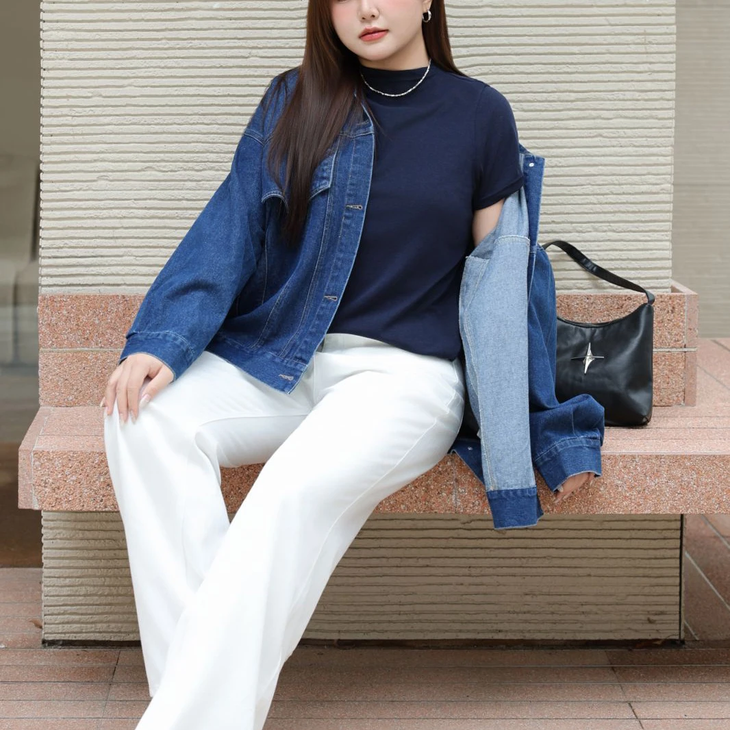 Fashion Plus Size Women's Denim Jacket Loose Casual And Vintage Blue Autumn New Premium OUTERWEAR 8535