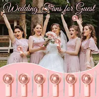 12-24 mini-ventilateurs de mariage portables en gros pour invités, ventilateurs à piles avec carte, cadeaux pour fêtes de mariage et événements extérieurs 2