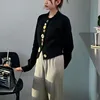 Half High Collar Office Lady Autumn Winter Solid Color Women's Pullover Sweater Knitted Long Sleeve Button Up All-match Tops 5