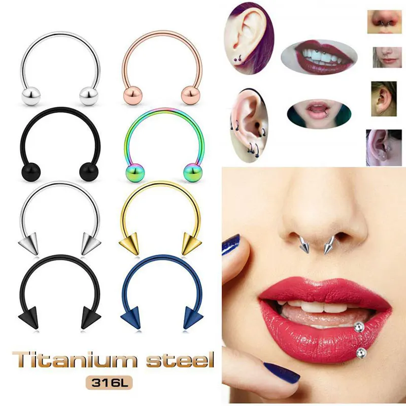 CTypeNoseRingWithPointedAntiAllergyPiercingStainlessSteel