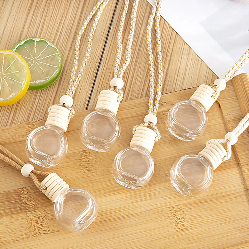 1/5pcs Car Perfume Bottle Air Freshener Car Pendant Perfume Ornament for Essential Oils Diffuser Fragrance Empty Glass Bottle