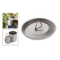 Ultralight Titanium Alloy Mug Lid Camping Water Cup Cover Foldable Handle 2