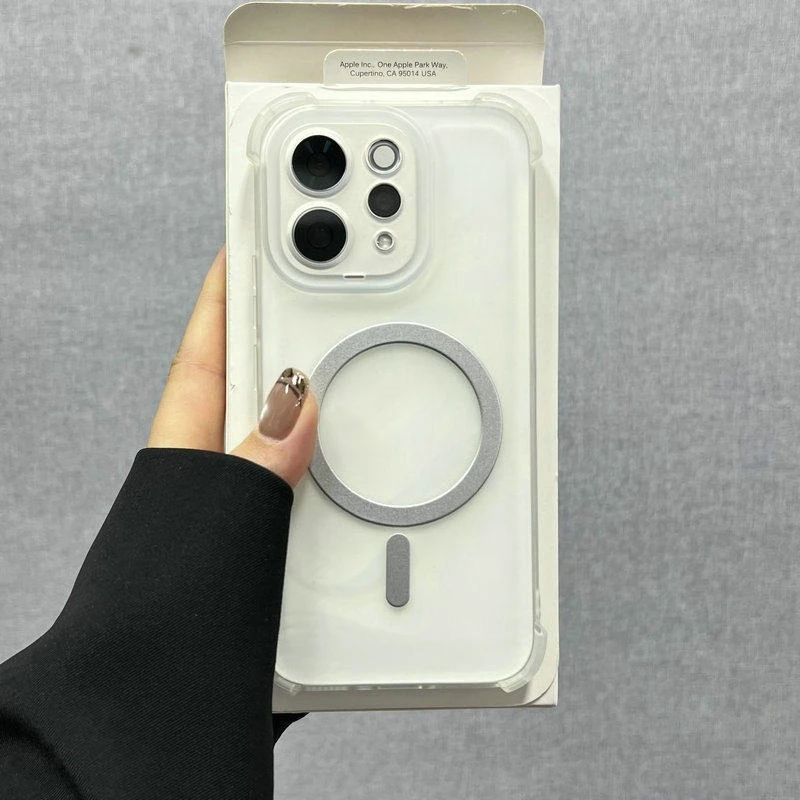 Advanced Four-Corner Anti-Shock Translucent Phone Case with Wireless Charging Compatibility