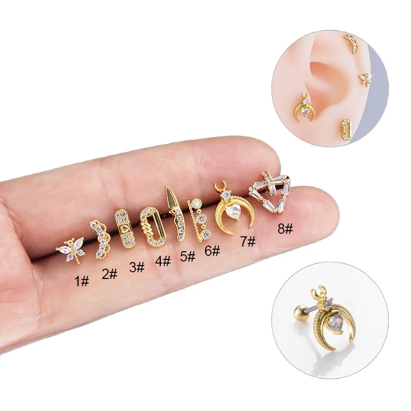 1Piece20GPiercingStainlessSteelEarringforWomen2023Fashion