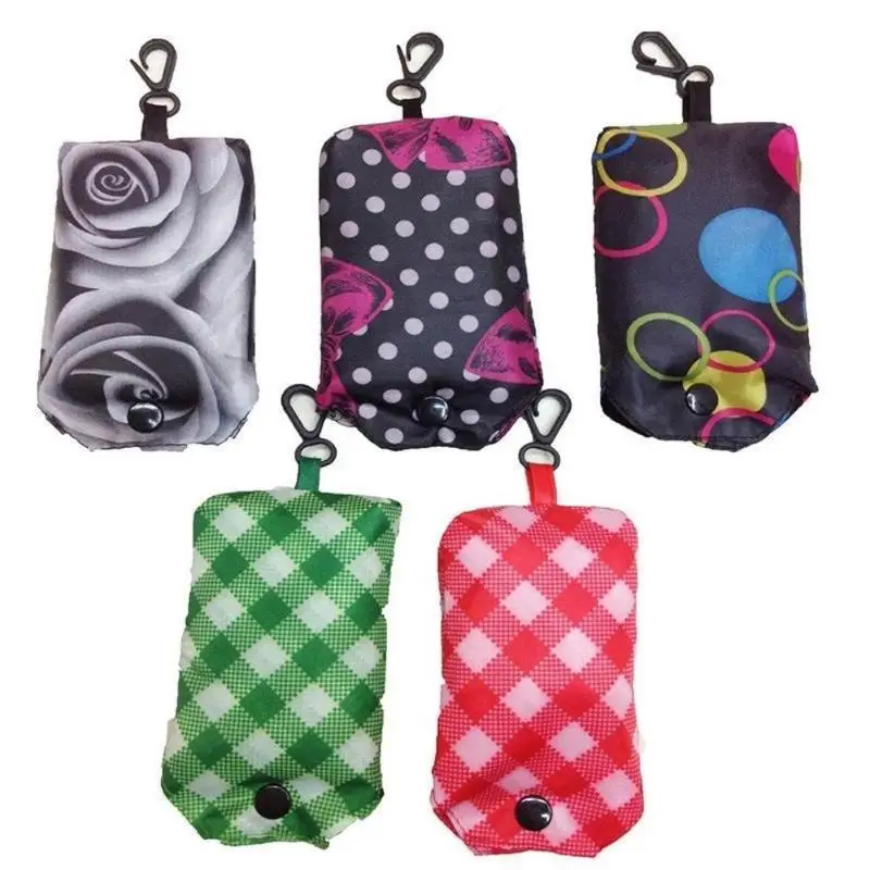 Creative Printed Polyester Organizer Bag Fashionable Recyclable Travel Foldable Reusable Eco Friendly Shopping (Color Random)