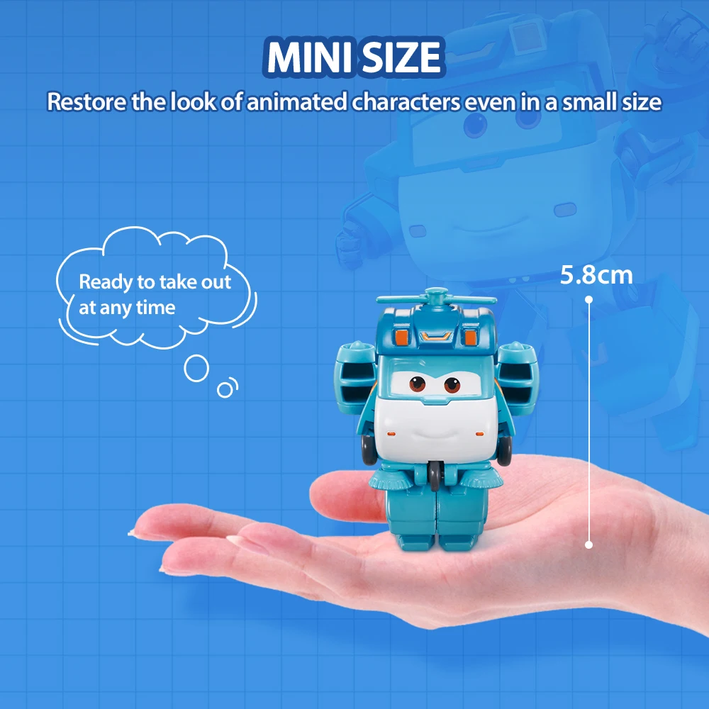 Super Wings Mini Transforming Shine 2 pollici trasforma il Robot in aereo in 3 passaggi deformazione Action Figures giocattoli Anime per bambini