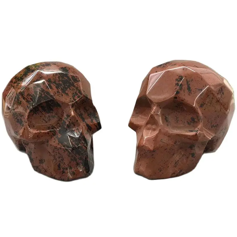 

High Product Natural Healing Quartz Hand carved Red Obsidian Skulls For Home Decoration Tss