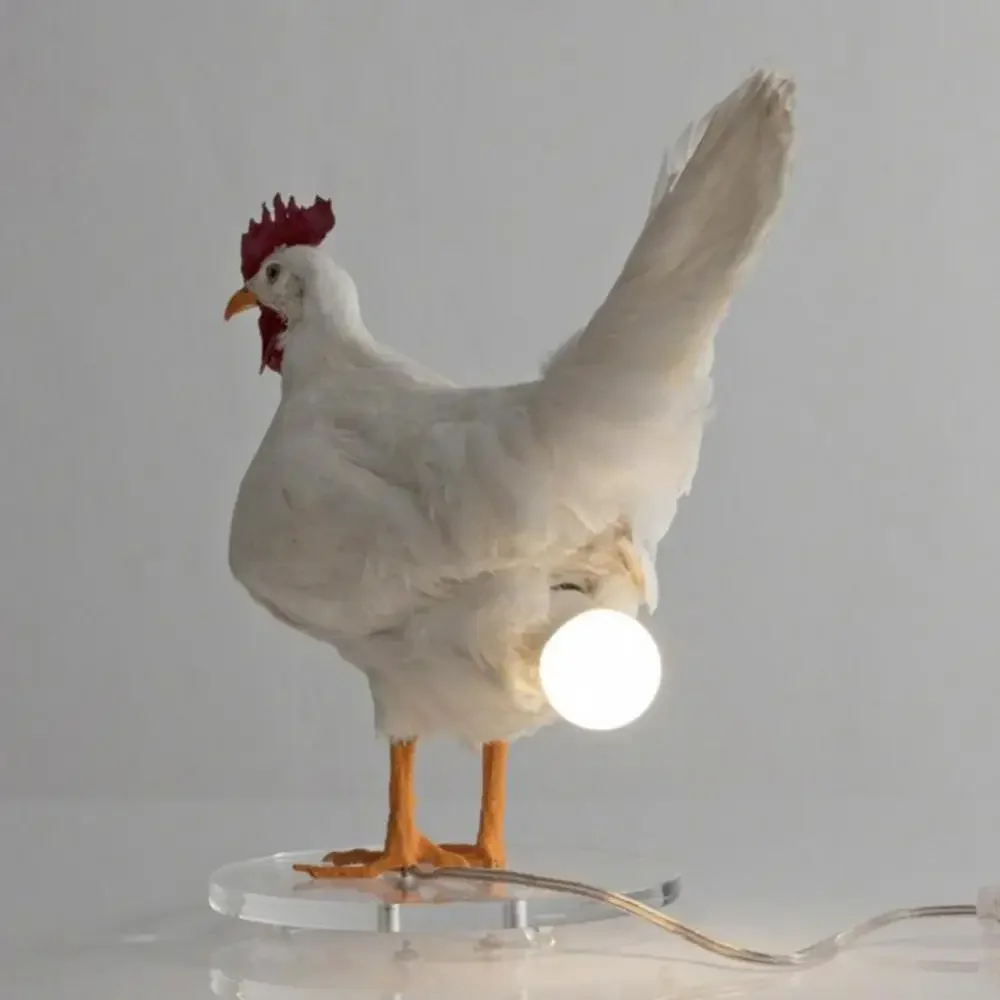 

Taxidermy Chicken Lamp Decoration Creative Simulation Laying Hens Animal Chicken Eggs Light Home Holiday Party Gift Ornamnets