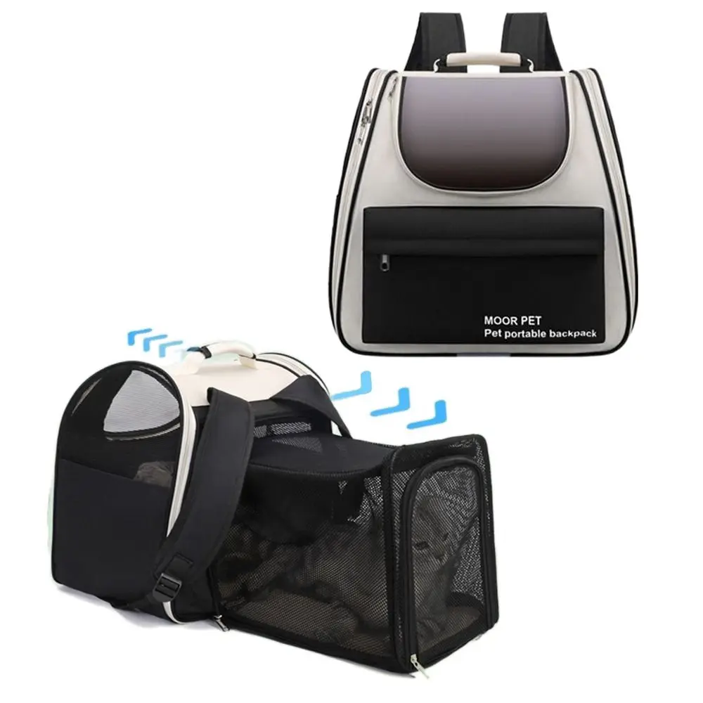Expandable Pet Backpack Carrier Portable Breathable Pet Carrying Backpack Zipper Foldable Outdoor Tote Bag for Cats Puppy