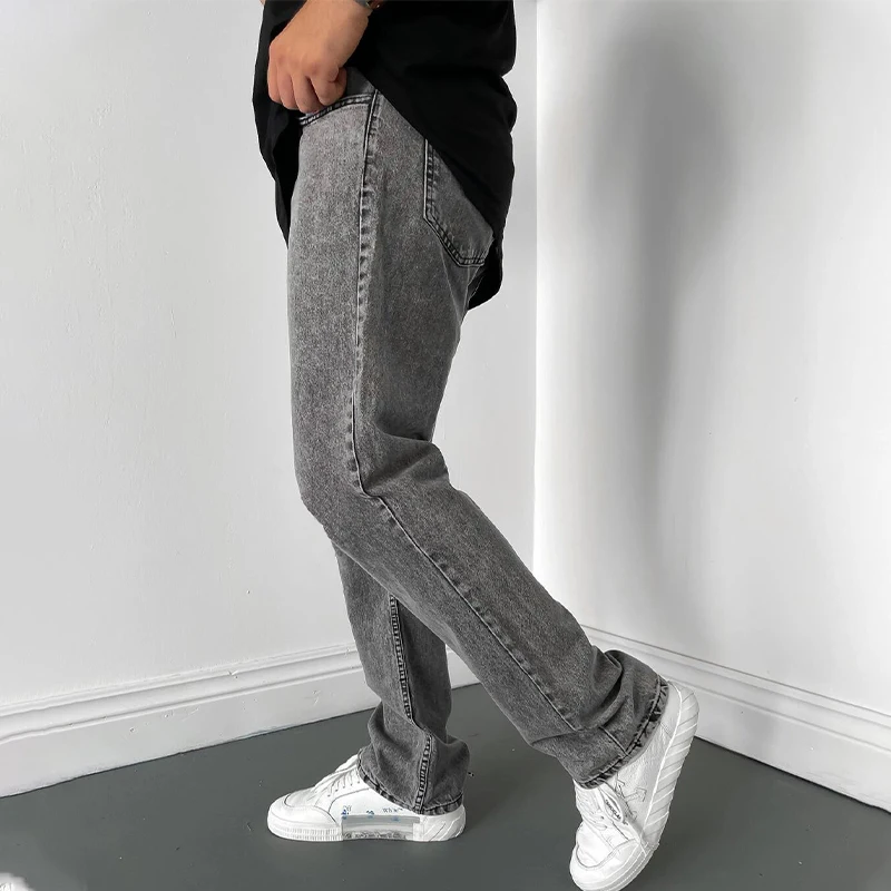 Men's Trend Street Jeans Loose Hip Hop Style Wide Leg Casual Daily Solid Color Simple Wind Slim Jeans Washable