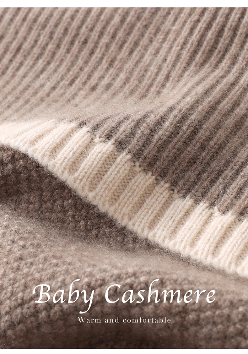 Hochwertige Mütze aus 100 % Kaschmir für Damen und Herren, Farbblock-verdickte, modische, warme, vielseitige gestrickte Gehörschutz-Wollmütze – Detail 13