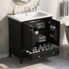 30" Bathroom Vanity with Sink Combo, Multi-functional Bathroom Cabinet with Doors and Drawer, Solid Frame and MDF Board, Black 1